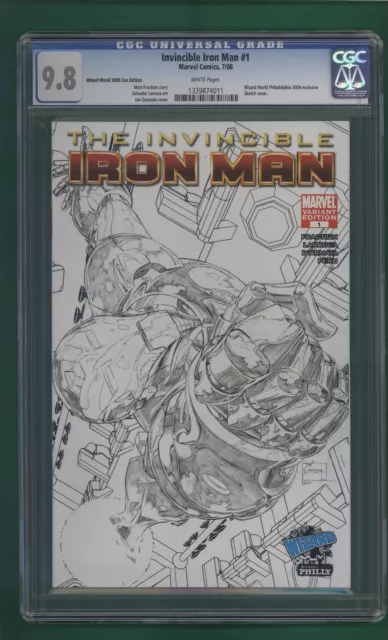 INVINCIBLE IRON MAN #1 CGC 9.8, Wizard World Phila 2008 exclusive VARIANT Comic