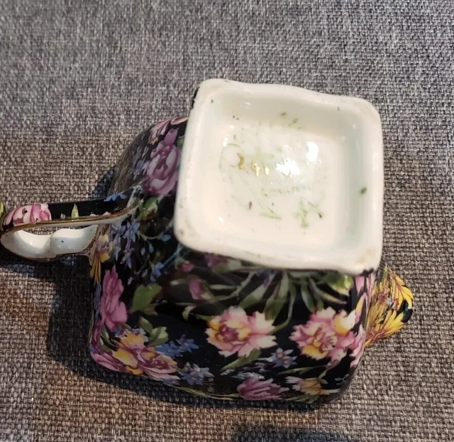 Pre-owned Royal Winton Grimwades Creamer Black Floral 3