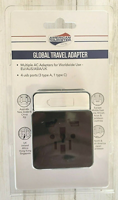 Adaptador de viaje global American Tourister uso mundial UE/ASIA/REINOunido/fuera 4 puertos USB