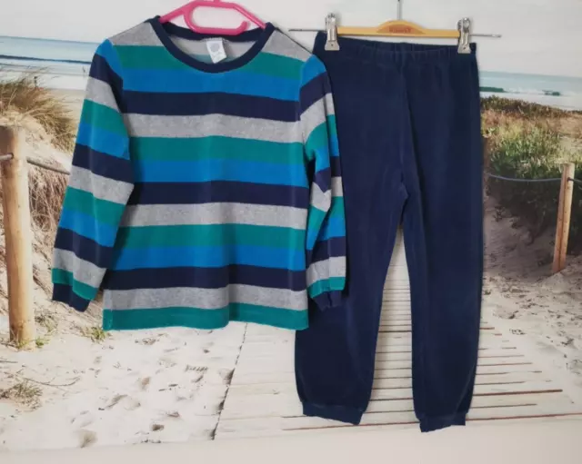 SANETTA Jungen Schlafanzug Pyjama Langarm Gr. 116 blau grün