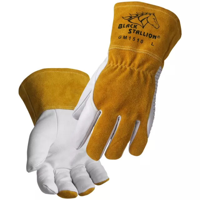 Gants de soudage MIG en peau de chèvre étalon noir Revco GM1510 avec DragPatch - XL