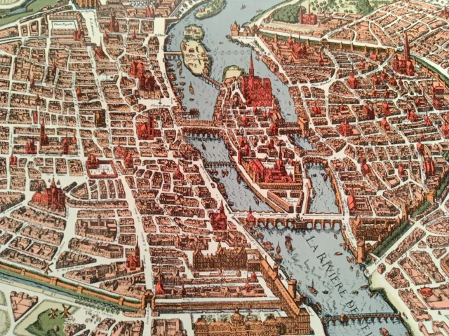 Carte Vintage Ancien Plan De Paris 1630 Format A3 2