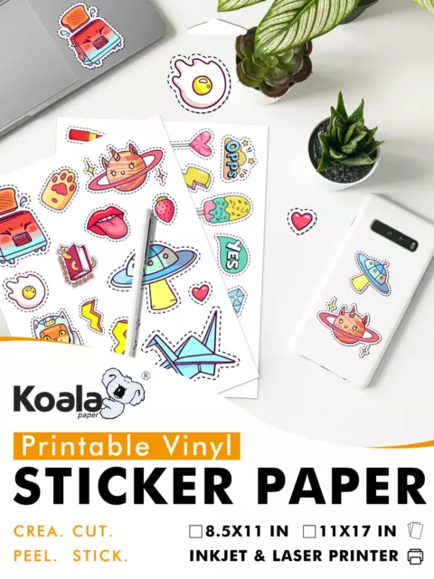 Lot Koala Printable Vinyl Sticker Paper Waterproof Glossy White 8.5x11 11x17 US