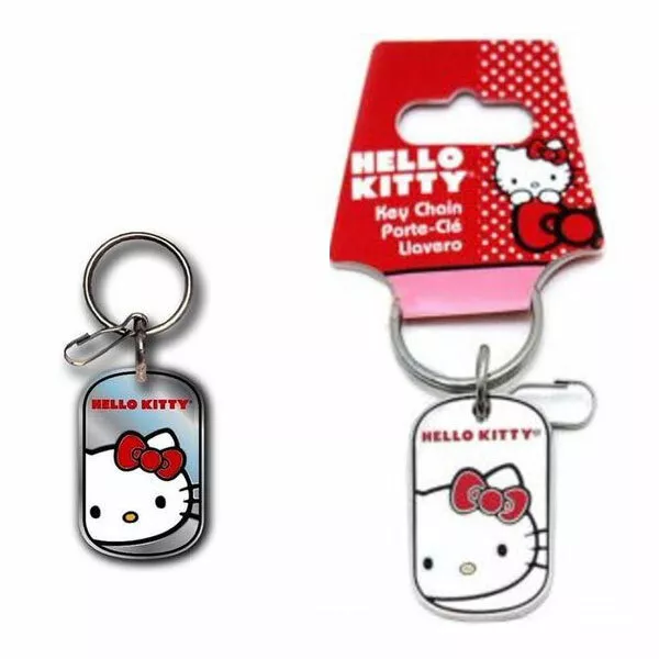 New Classic Sanrio Hello Kitty Core Dog Tag Style Metal Key Chain Keychain