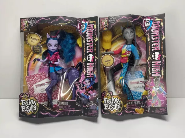 LOT Retired Monster High FREAKY FUSION Avea Trotter & Neighthan Rot DOLLS - NIB