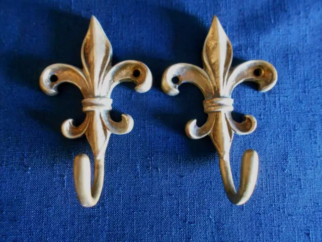 Ancienne Patere Crochet Fleur De Lys En Laiton/Bronze Porte Manteau  5