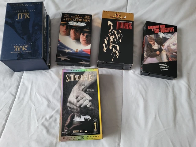 Fugi 3 VINTAGE VHS LOT x5/JFK/Schindler's list/Judgement at Nuremberg/Few Good ...