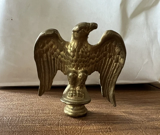 Vintage Cast Brass American Eagle Finial Topper, Old Clock Part, Flag, Lamp