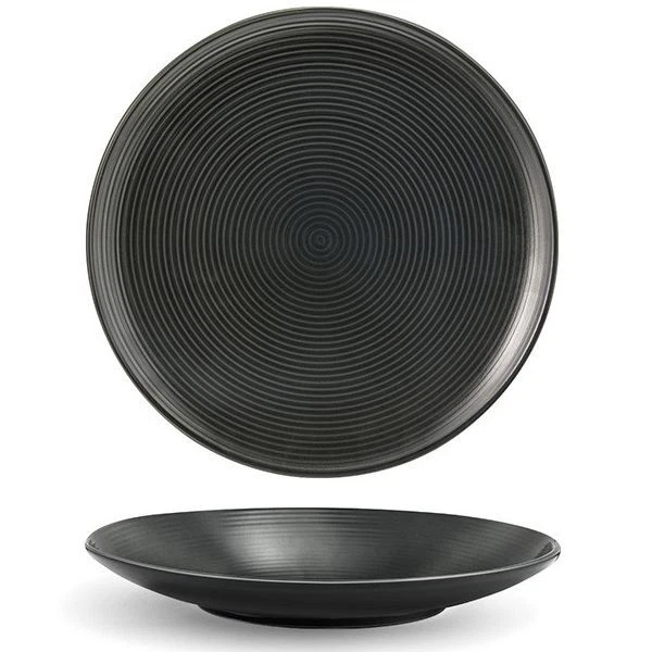 FOH DSP008BKP23 Spiral Ink 8" Round Plate - 12 / CS