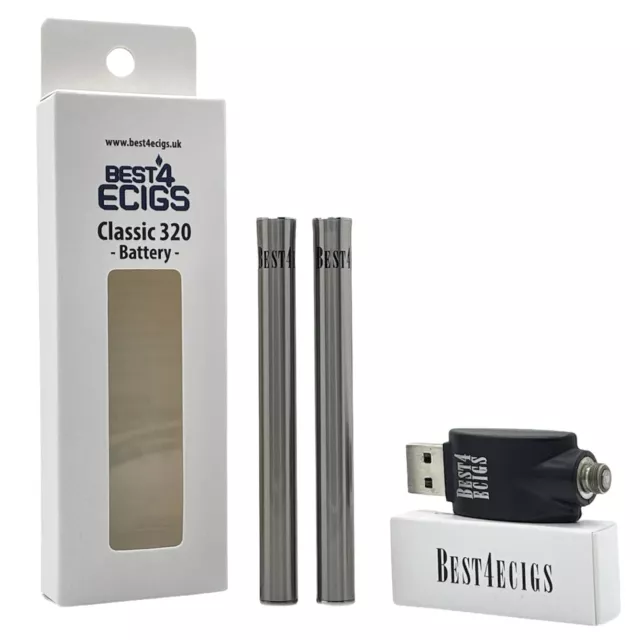 Best4ecigs Classic Battery Pole & Charger E-Cigarette Vape Device - Silver (2pk)