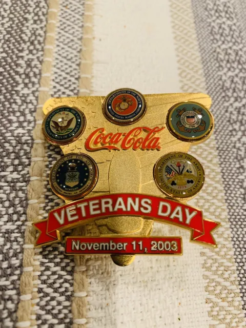 2003 Coca-Cola Veterans Day RARE Pin! Army, Navy, Air Force, Coast Guard