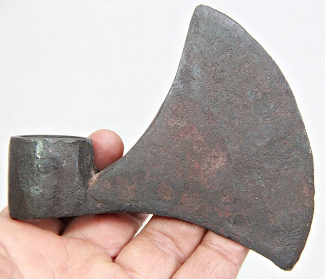 Tête De Hache Ancienne En Fer Forgé à La Main - Outil Rustique Vintage B7