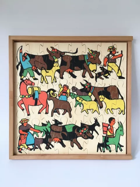 Antonio Vitali アントニオ・ヴィタリ wooden toy puzzle / jigsaw Cattle Drive - Swiss Design