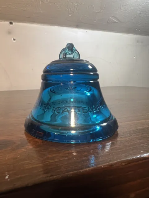 Blue Glass Bell Paperweight Telephone Pioneers of America Railroad Insulator