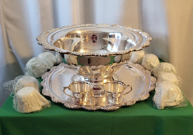 Vintage Bowls Towle Silverplate Punch Bowl Set Punch Bowl With