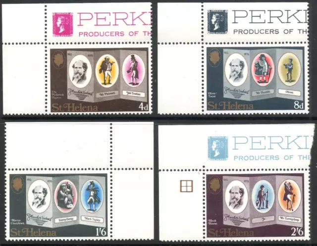 St Helena 1970 QEII Charles Dickens Death Centenary set of 4 mint stamps  MNH