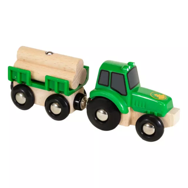 BRIO Traktor mit Holz-Anhänger 4-tlg. Zubehör Holzeisenbahn Eisenbahn Spielzeug