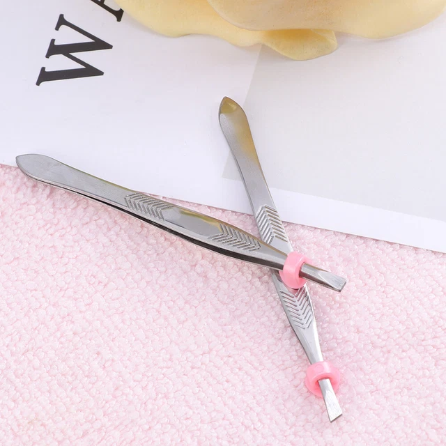 2 un. abrazadera facial biselada de acero inoxidable con clip para cejas