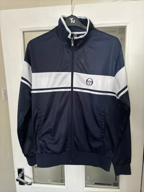 Sergio Tacchini Tracksuit Track Top Jacket Navy/ White XL 22.5 “ P2P Good Cond