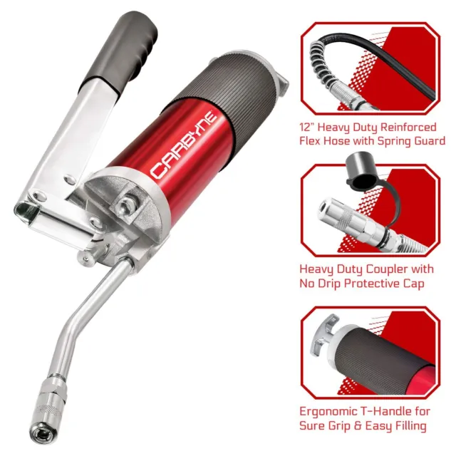 Carbyne Heavy Duty Professional Quality Lever Handle Grease Gun, 4500 PSI. An...