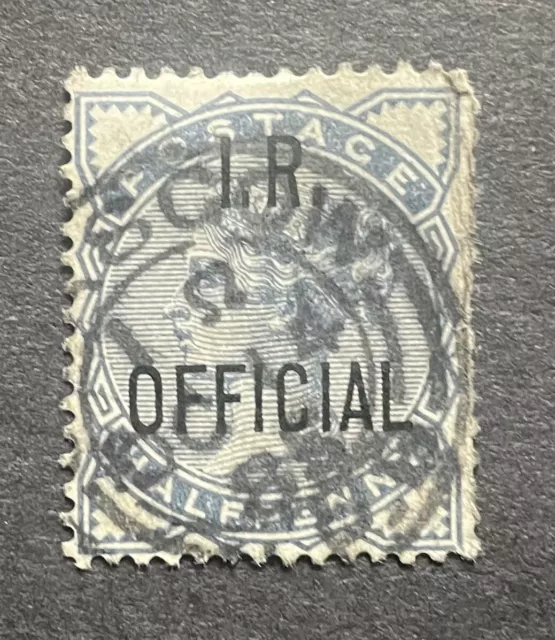 GB QV 1885 1/2d Slate Blue Inland Revenue Official SGO5, Used, hinged. Cat £35