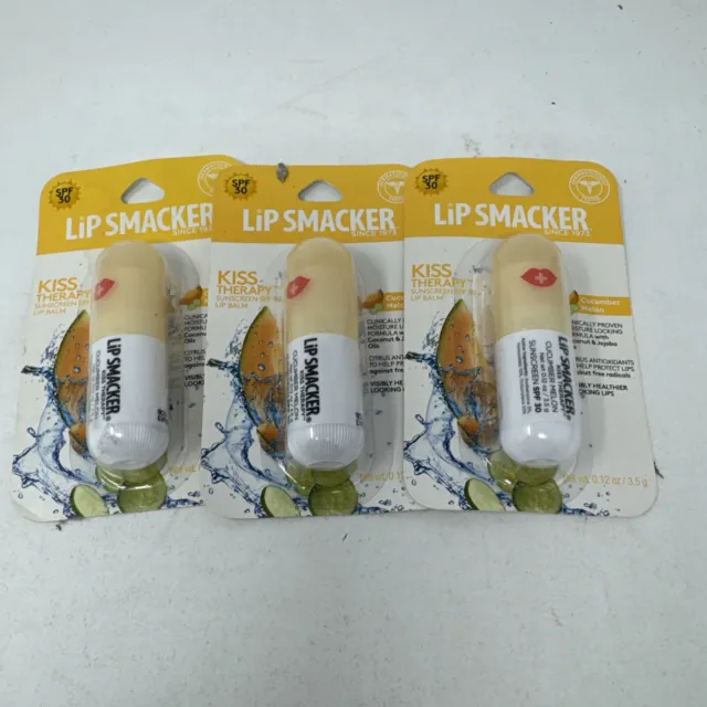 Lip Smacker kiss Therapy Sunscreen Lip Balm SPF 30 - Cucumber Melon - Lot of 3