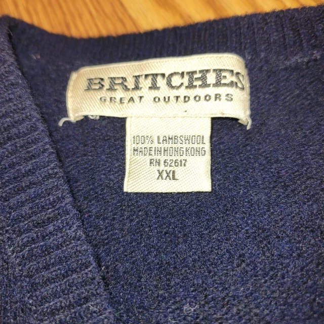 Vtg Mens 90's Britches Great Outdoors 100% Lambswool Sweater Vest 2XL FAST SHIP