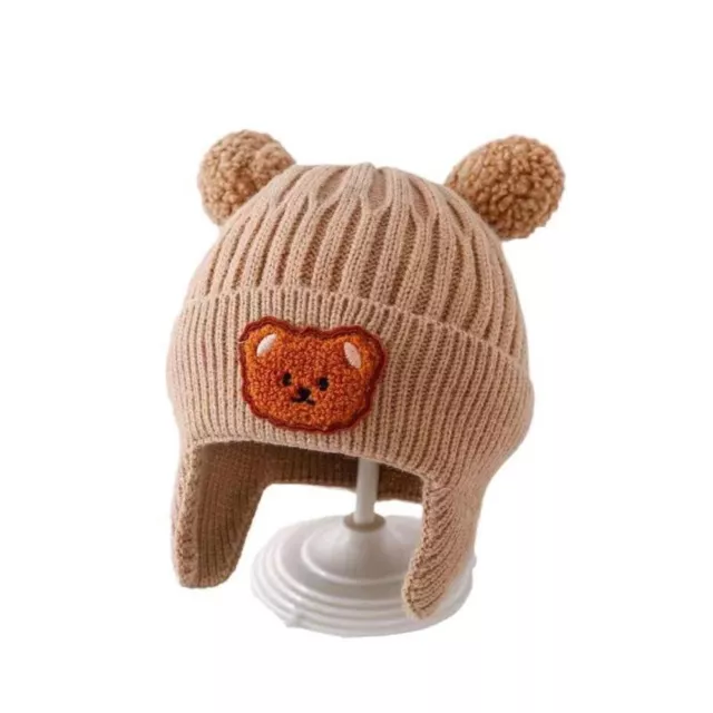 Winter Warm Kids Knitted Hat Cartoon Bear Crochet Hats  Toddler Boys Girls