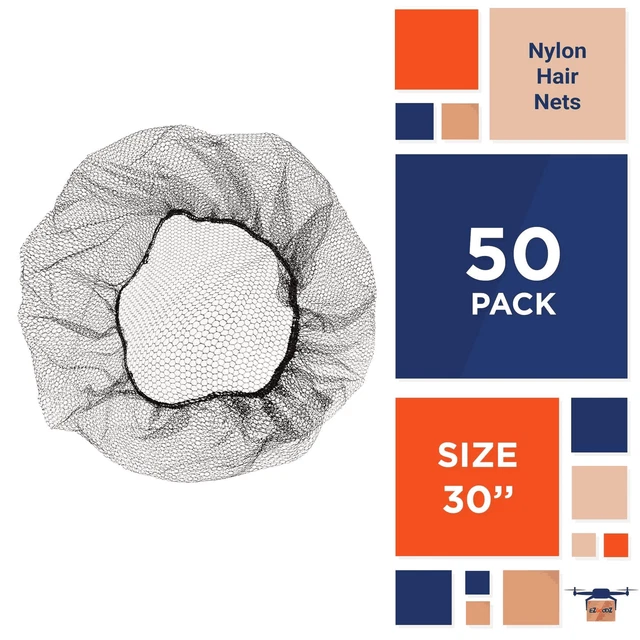 Bouffant Hair Nets 30 . Pack of 50 Black Disposable Hair Covers for Nurses with