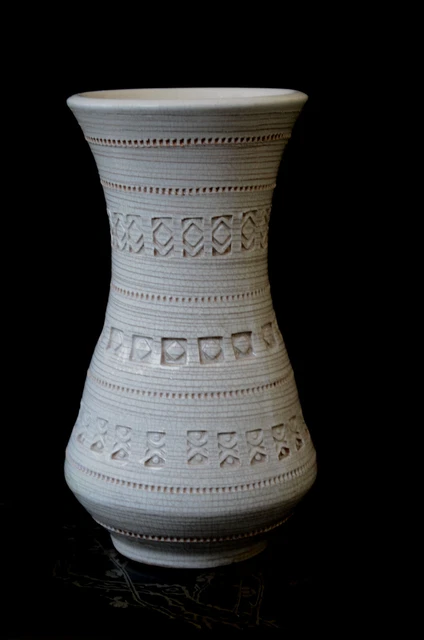 Vase En Ceramique Craquelee  Par Jean Besnard Vers 1930-40 A Decors Geometriques