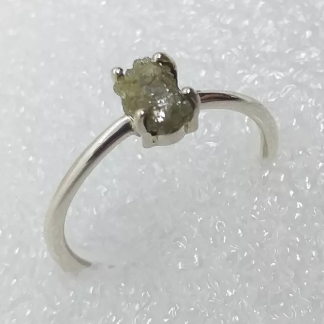 RARITÄT Natur Diamant ECHTER grauer Rohdiamant Ring Gr 18 925 Silber
