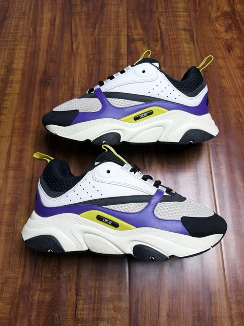 DIOR B22 REFLECTIVE White Yellow Purple Lakers Mens Mesh  display picture 1