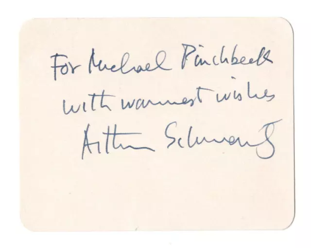 Arthur Schwartz Signed Card 1962 /Autographed Composer A Tree Grows in Brooklyn