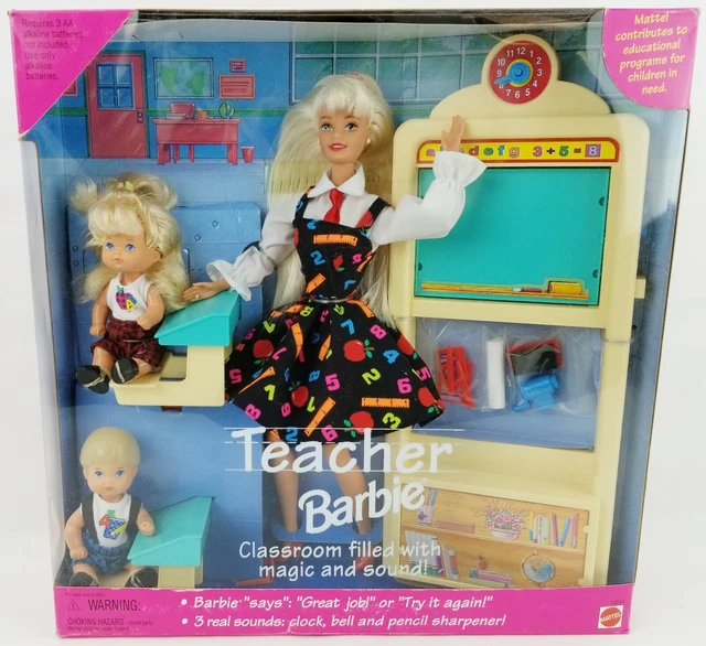 BARBIE 1995 MATTEL Insegnante Bambola Bambini Set Tutti Biondo N