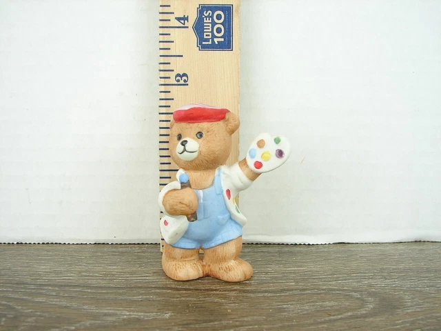 Teddy Bear Figurine BC Bronson  2 1/2"  Porcelain Bisque  With Artist Pallet