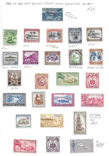 Samoa Stamp Collection 1914-58 mm inc 3/-x2. SG cat: £40+