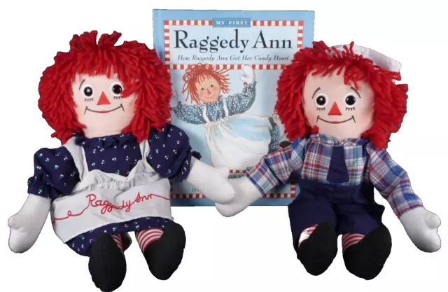 RAGGEDY ANN & RAGGEDY ANDY DOLLS  Vintage Applause 17" by Johnny Gruelle + Book