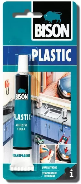 2 Bison Rigid Hard Plastics Repair Adhesive Glue Super Strong Waterproof 25ml