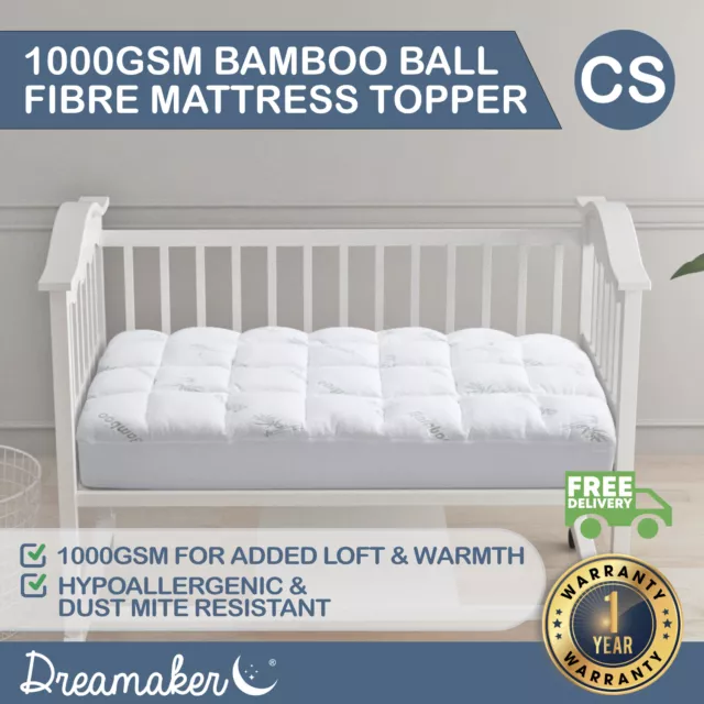 Dreamaker KID BABY 1000GSM Bamboo Cover Microfibre Standard COT Mattress Topper