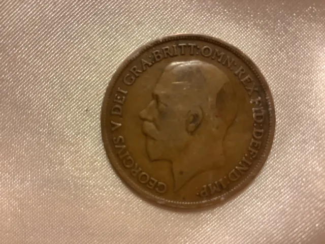 1916 Great Britain Bronze One Penny Georgivs V Dei Ora Uncertified