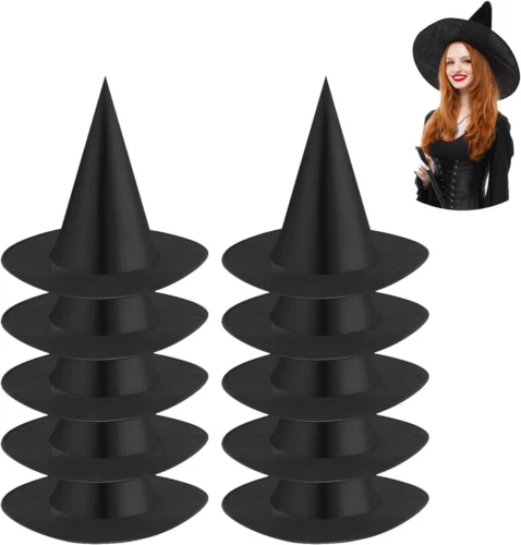 10 Pezzi Cappello da Strega Nero Cappelli Festa di Halloween Costume...