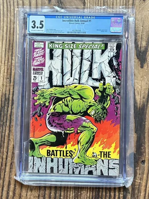 Incredible Hulk Annual #1 vs INHUMANS 1968  CGC 3.5