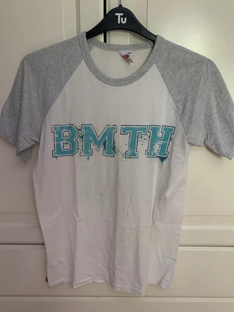 T-shirt bianca Bring Me The Horizon vintage in acciaio città taglia S