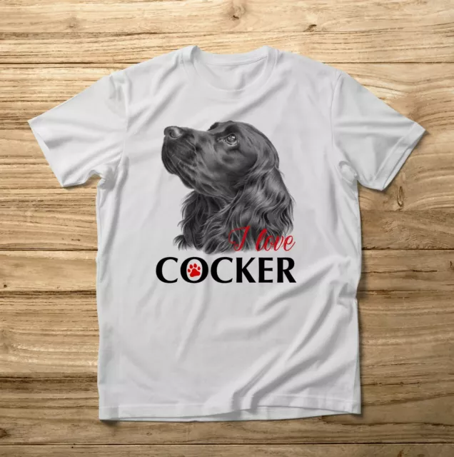 T-Shirt Maglietta Unisex Cane Cocker Spaniel Dog Love Amore Regalo Sorpresa  Top