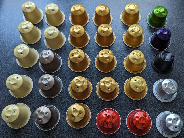 23 leere Kapseln NESPRESSO+7 ANDERE zum BASTELN,DEKO,SPIELEN*Gold,ROT,GRÜN