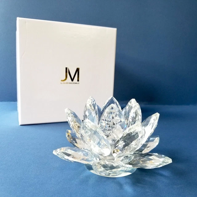 JM BY JULIEN Macdonald 6” Crystal Lotus Flower Candle Holder With Box £