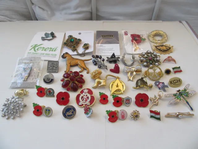 Job Lot 42 Mixed Collectable Pin Badges/Brooches Brand New..