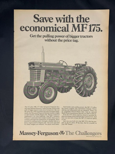 Magazine Ad* - 1970 - Massey-Ferguson Tractors - Model MF175
