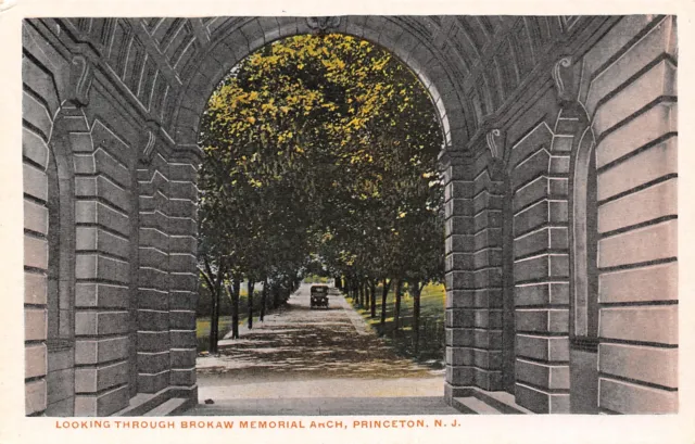 Princeton New Jersey~View Through Brokaw Memorial Arch~1920s Postcard