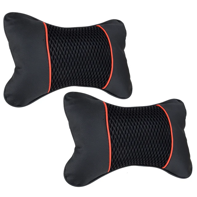 2x Car Seat Headrest Head Pillow Pad Neck Rest Support Cushion Bone Shape PU